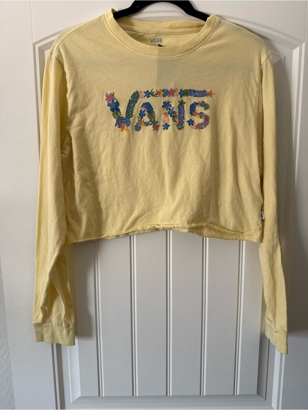 Vans Yellow Cropped Floral Logo Long Sleeve Tee